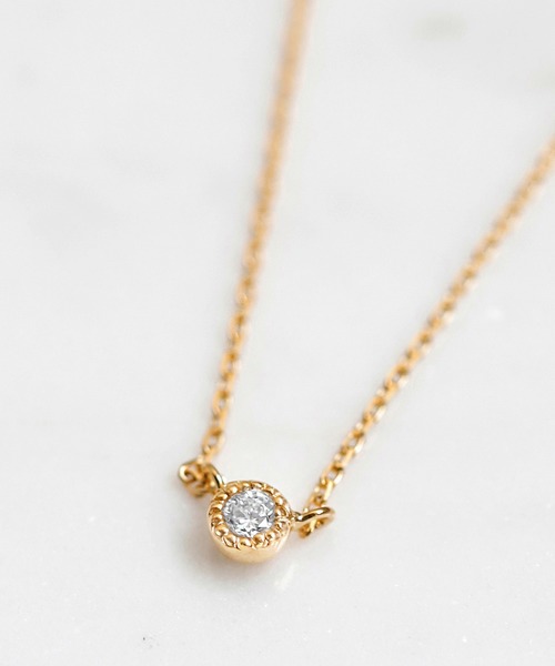 ANEMONE（アネモネ）の「一粒ジルコニアのネックレス[ジャルビジュー]（ネックレス・レディース・ゴールド・FREE）」の2枚目の写真