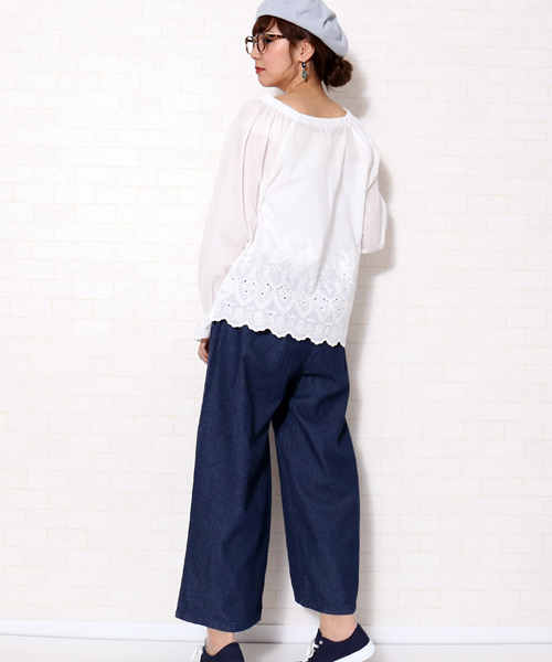 CHARM BERRY TIC（チャームベリーチック）の「デニムワイドパンツ（デニムパンツ・レディース・ネイビー/ブルー・M/L）」の18枚目の写真
