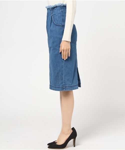 mysty woman（ミスティウーマン）の「ストレッチデニムフリンジタイトスカート（デニムスカート・レディース・サックスブルー/ブルー/ネイビー・SMALL/MEDIUM）」の8枚目の写真