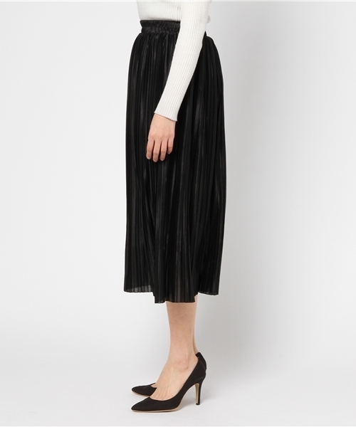 Re:EDIT（リエディ）の「[リエディ]ウエストゴムプリーツサテンスカート[2017春夏新作]ボトムス/スカート/膝丈・ミモレ丈（51～65cm）（スカート・レディース・ブラック/ピンク/ベージュ/ネイビー/グレー・MEDIUM）」の7枚目の写真