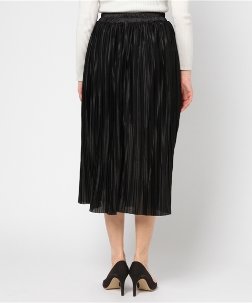 Re:EDIT（リエディ）の「[リエディ]ウエストゴムプリーツサテンスカート[2017春夏新作]ボトムス/スカート/膝丈・ミモレ丈（51～65cm）（スカート・レディース・ブラック/ピンク/ベージュ/ネイビー/グレー・MEDIUM）」の8枚目の写真