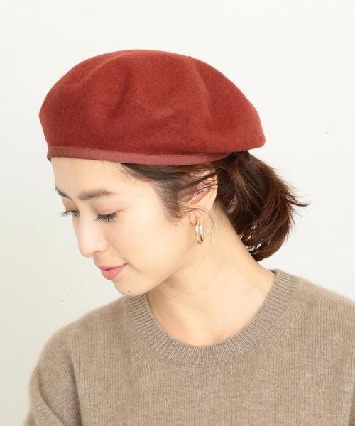 BEAUTY&YOUTH UNITED ARROWS(ビューティーアンドユースユナイテッドアローズ)の「BY∴ グログランテープ フェルトカラーベレー帽 ◆(ハンチング/ベレー帽・レディース・ブラック/ダークブラウン/ベージュ/オレンジ系その他・FREE)」の4枚目の写真