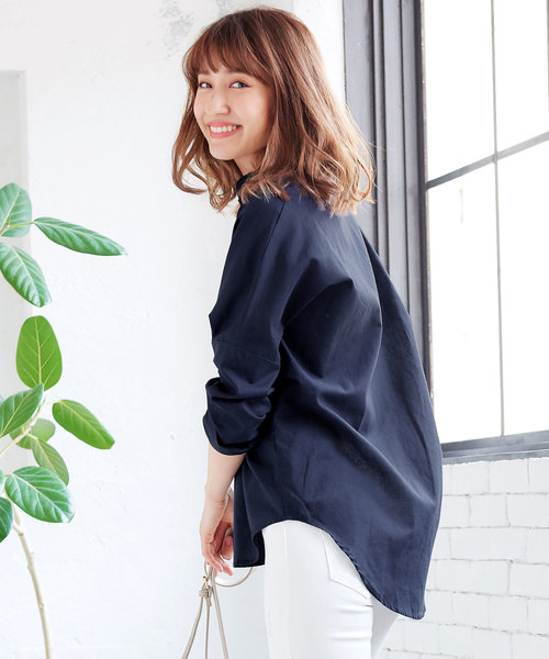 KOBE LETTUCE(コウベレタス)の「オーガニックコットンリネンビッグシルエットシャツ(シャツ/ブラウス・レディース・ベージュ/グリーン/オレンジ/サックスブルー/ネイビー/イエロー/ピンク/カーキ/レッド/オフホワイト・FREE)」の6枚目の写真