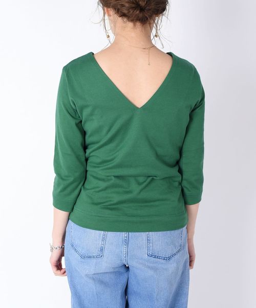 Prefer SHIPS（プリファーシップス）の「BLUEBIRD BOULEVARD:【SHIPS別注】バックVネックプルオーバー◇（Tシャツ/カットソー・レディース・オフホワイト/ブラック/グリーン/ラベンダー・ONE SIZE）」の8枚目の写真