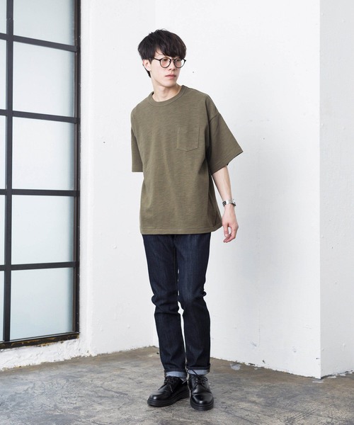 WEGO（ウィゴー）の「WEGO/USAコットンヘビースラブビッグシルエットTシャツ（Tシャツ/カットソー・メンズ・ネイビー/サックスブルー/ライトピンク/カーキ/ホワイト/ベージュ/トリコロール/ブルー系その他5/ホワイト系その他5・LARGE/MEDIUM/SMALL）」の22枚目の写真