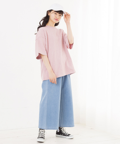 WEGO（ウィゴー）の「WEGO/USAコットンヘビースラブビッグシルエットTシャツ（Tシャツ/カットソー・メンズ・ネイビー/サックスブルー/ライトピンク/カーキ/ホワイト/ベージュ/トリコロール/ブルー系その他5/ホワイト系その他5・LARGE/MEDIUM/SMALL）」の17枚目の写真