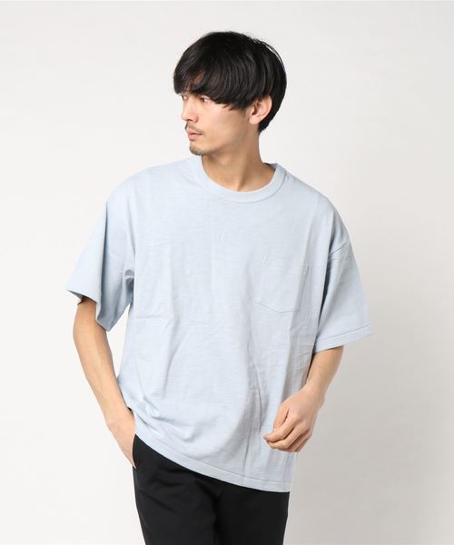 WEGO（ウィゴー）の「WEGO/USAコットンヘビースラブビッグシルエットTシャツ（Tシャツ/カットソー・メンズ・ネイビー/サックスブルー/ライトピンク/カーキ/ホワイト/ベージュ/トリコロール/ブルー系その他5/ホワイト系その他5・LARGE/MEDIUM/SMALL）」の19枚目の写真