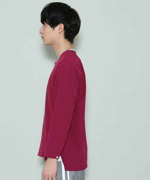 JUNRED(ジュンレッド)の「ジョーゼットノーカラーシャツ(シャツ/ブラウス・メンズ・ピンク/ブルー系その他5/ワイン・S/M/L)」の4枚目の写真