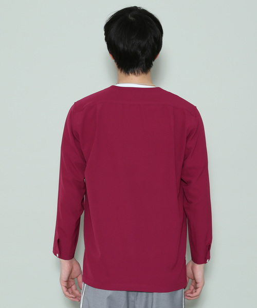 JUNRED(ジュンレッド)の「ジョーゼットノーカラーシャツ(シャツ/ブラウス・メンズ・ピンク/ブルー系その他5/ワイン・S/M/L)」の5枚目の写真