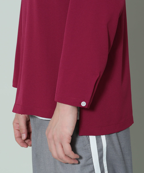 JUNRED(ジュンレッド)の「ジョーゼットノーカラーシャツ(シャツ/ブラウス・メンズ・ピンク/ブルー系その他5/ワイン・S/M/L)」の7枚目の写真