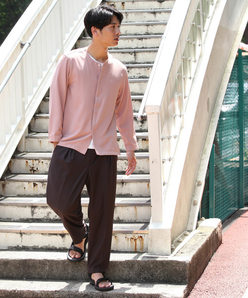 JUNRED(ジュンレッド)の「ジョーゼットノーカラーシャツ(シャツ/ブラウス・メンズ・ピンク/ブルー系その他5/ワイン・S/M/L)」の16枚目の写真