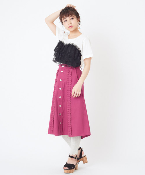 OLIVE des OLIVE（オリーブデオリーブ）の「パターンメッシュカットパンツ（その他パンツ・レディース・ブラック/ライトグレー・FREE）」の5枚目の写真