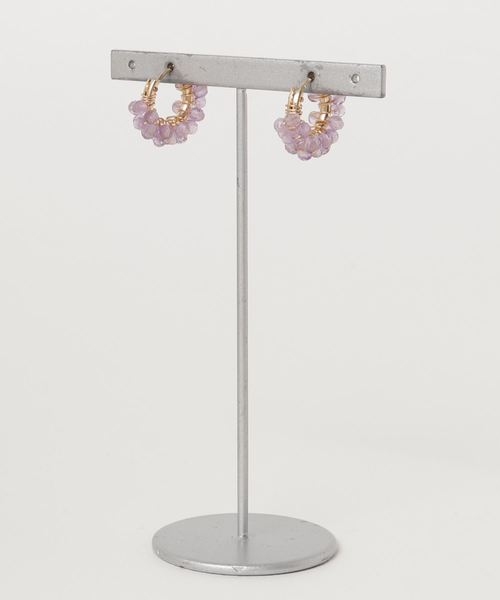 tone(トーン)の「【marinaJEWELRY】14kgf/Amethyst (light color) pavé pierced earring(ピアス(両耳用)・レディース・パープル・S/FREE)」の1枚目の写真