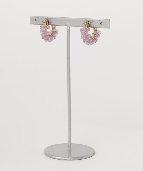 tone(トーン)の「【marinaJEWELRY】14kgf/Amethyst (light color) pavé pierced earring(ピアス(両耳用)・レディース・パープル・S/FREE)」の2枚目の写真