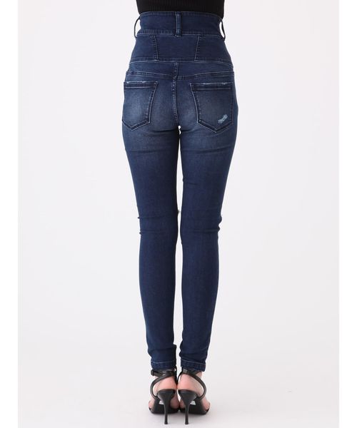 EMODA（エモダ）の「アシンメトリークラッシュハイウエストパギンス（デニムパンツ・レディース・ライトブルー/ブラック/インディゴブルー・SMALL/MEDIUM/X-SMALL）」の11枚目の写真