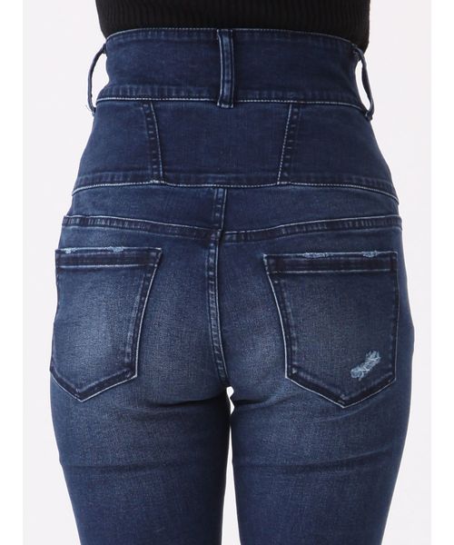 EMODA（エモダ）の「アシンメトリークラッシュハイウエストパギンス（デニムパンツ・レディース・ライトブルー/ブラック/インディゴブルー・SMALL/MEDIUM/X-SMALL）」の14枚目の写真