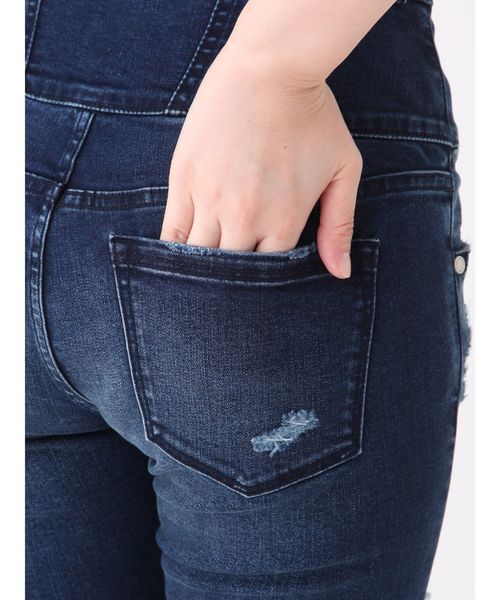 EMODA（エモダ）の「アシンメトリークラッシュハイウエストパギンス（デニムパンツ・レディース・ライトブルー/ブラック/インディゴブルー・SMALL/MEDIUM/X-SMALL）」の17枚目の写真