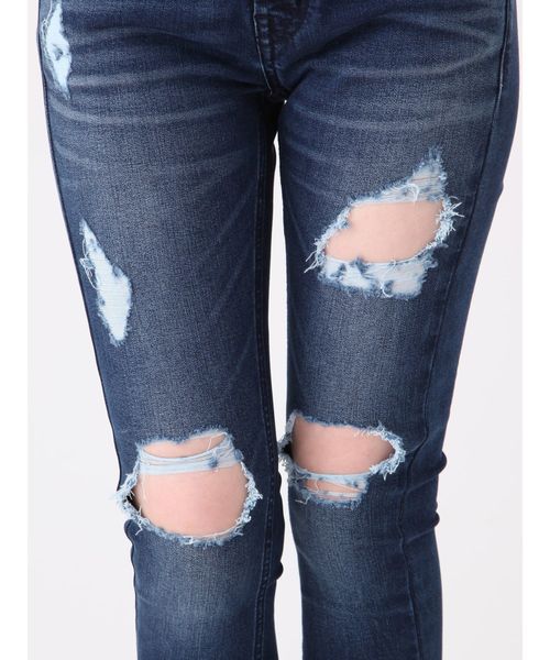 EMODA（エモダ）の「アシンメトリークラッシュハイウエストパギンス（デニムパンツ・レディース・ライトブルー/ブラック/インディゴブルー・SMALL/MEDIUM/X-SMALL）」の18枚目の写真