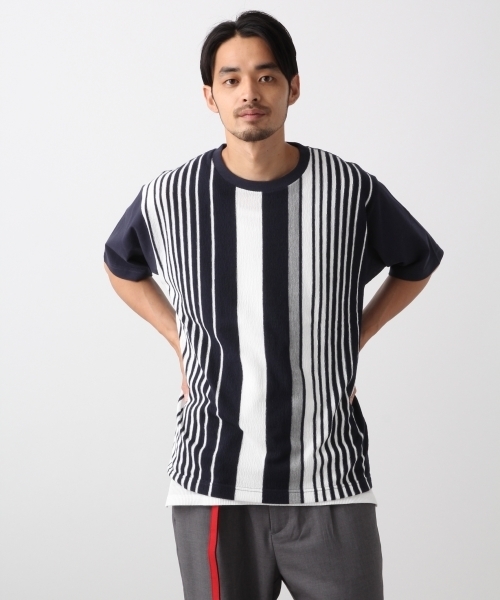 RAGEBLUE（レイジブルー）の「ストライプTシャツ804876（Tシャツ/カットソー・メンズ・ネイビー/グレー/ホワイト/ワインレッド・SMALL/LARGE/MEDIUM）」の4枚目の写真