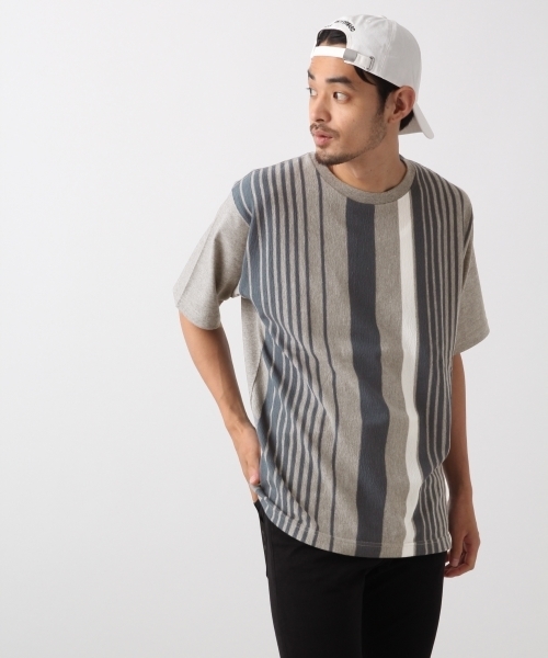 RAGEBLUE（レイジブルー）の「ストライプTシャツ804876（Tシャツ/カットソー・メンズ・ネイビー/グレー/ホワイト/ワインレッド・SMALL/LARGE/MEDIUM）」の3枚目の写真