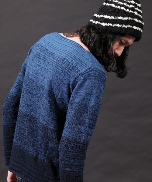 CIAOPANIC(チャオパニック)の「【Ciaopanic】DekobokoグラデーションKNIT(ニット/セーター・メンズ・ホワイト/チャコールグレー/ネイビー・MEDIUM/LARGE)」の9枚目の写真