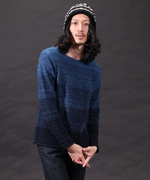 CIAOPANIC(チャオパニック)の「【Ciaopanic】DekobokoグラデーションKNIT(ニット/セーター・メンズ・ホワイト/チャコールグレー/ネイビー・MEDIUM/LARGE)」の10枚目の写真