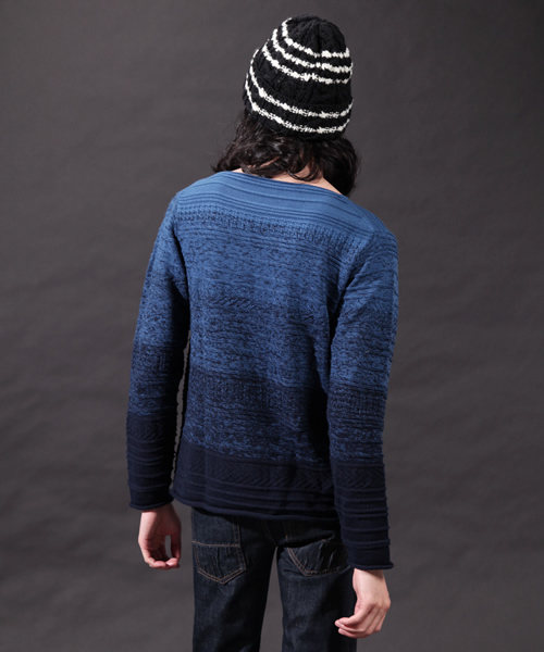 CIAOPANIC(チャオパニック)の「【Ciaopanic】DekobokoグラデーションKNIT(ニット/セーター・メンズ・ホワイト/チャコールグレー/ネイビー・MEDIUM/LARGE)」の7枚目の写真