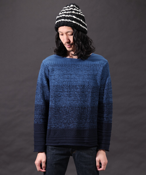 CIAOPANIC(チャオパニック)の「【Ciaopanic】DekobokoグラデーションKNIT(ニット/セーター・メンズ・ホワイト/チャコールグレー/ネイビー・MEDIUM/LARGE)」の8枚目の写真