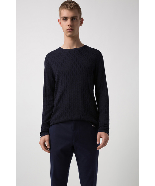 HUGO（ヒューゴ）の「エクストラスリムフィット ヴァージンウール パンツ ウィズ テクスチャード ストラクチャー（その他パンツ・メンズ・ネイビー・44/46/48/50/52）」の6枚目の写真