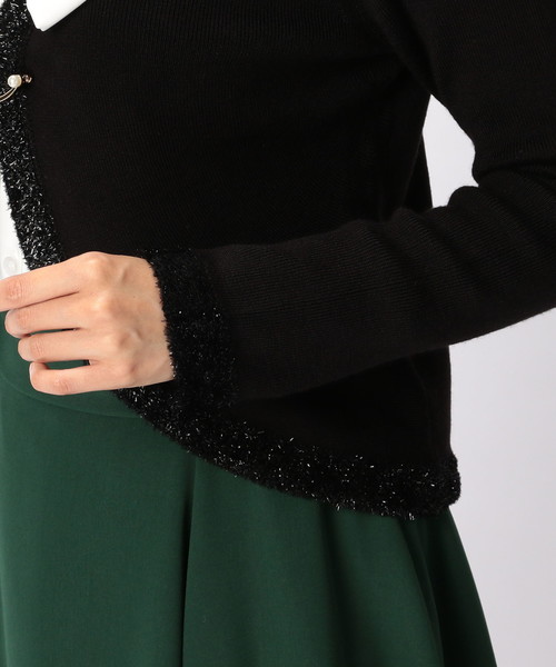 NARACAMICIE(ナラカミーチェ)の「フィルムモールトリミングVネックボレロ(カーディガン/ボレロ・レディース・グレー/ブラック・MEDIUM/LARGE)」の9枚目の写真