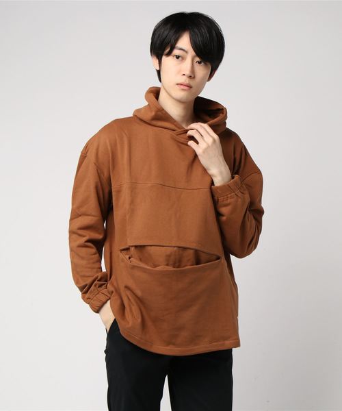 Ranch standard（ランチスタンダード）の「【Ranch standard】 RA18-111　プルオーバーパーカ　ドロップショルダー（パーカー・メンズ・ブラック/ブラウン/オフホワイト/マスタード/杢グレー/ワイン・2/3）」の5枚目の写真