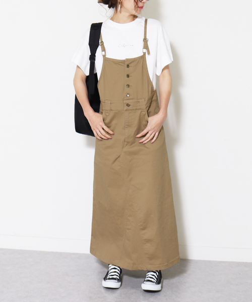 reca（レカ）の「調節OK サロペット（サロペット/オーバーオール・レディース・ブラック/ライトグレー/カーキ/ベージュ・L/LL/M）」の4枚目の写真
