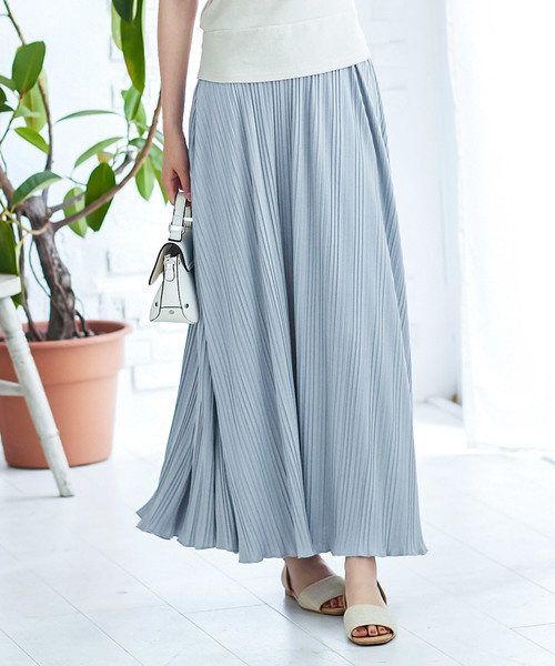 KOBE LETTUCE（コウベレタス）の「カットソープリーツマキシ丈スカート（スカート・レディース・ダークグリーン/モカ/ネイビー/チャコールグレー/ブラック/ブルー系その他・L/XL/S/M）」の6枚目の写真