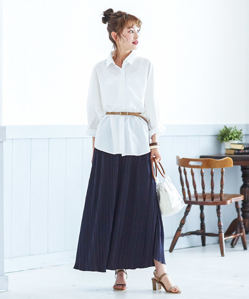 KOBE LETTUCE（コウベレタス）の「カットソープリーツマキシ丈スカート（スカート・レディース・ダークグリーン/モカ/ネイビー/チャコールグレー/ブラック/ブルー系その他・L/XL/S/M）」の9枚目の写真