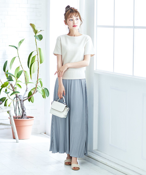 KOBE LETTUCE（コウベレタス）の「カットソープリーツマキシ丈スカート（スカート・レディース・ダークグリーン/モカ/ネイビー/チャコールグレー/ブラック/ブルー系その他・L/XL/S/M）」の13枚目の写真