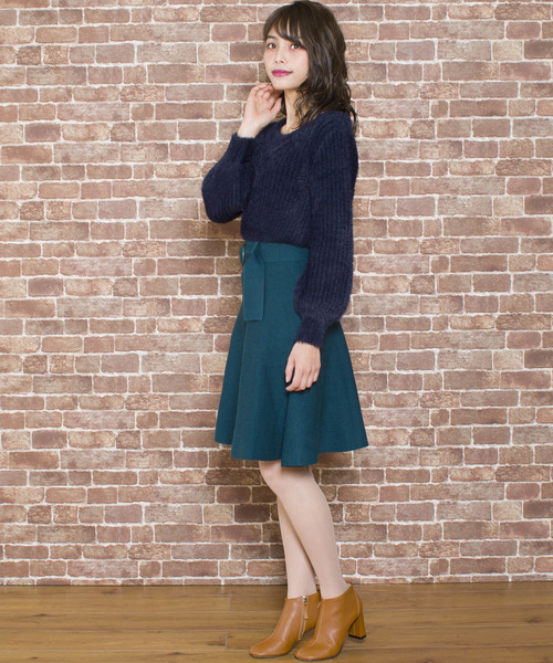 Jewelobe(ジュエローブ)の「シャギードッキングニットワンピース(ワンピース)」|グリーン