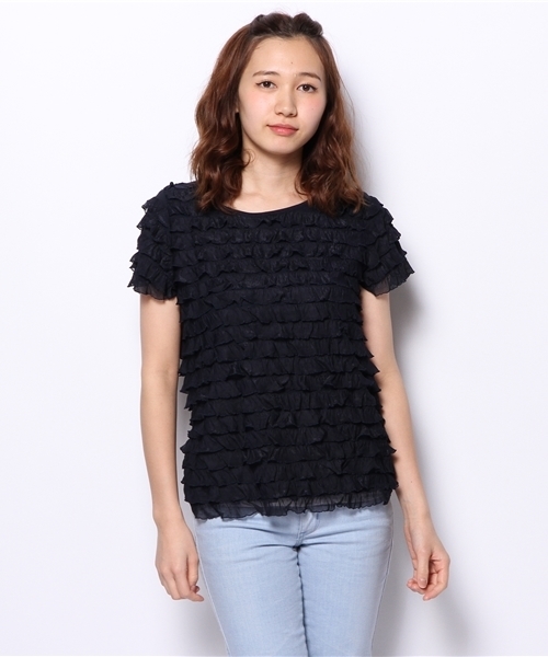 Chico（チコ）の「フリフリ半袖T（Tシャツ/カットソー・レディース・グレー/ライトグリーン/ネイビー/ホワイト・FREE）」の14枚目の写真