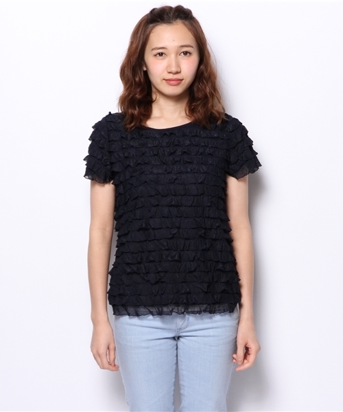 Chico（チコ）の「フリフリ半袖T（Tシャツ/カットソー・レディース・グレー/ライトグリーン/ネイビー/ホワイト・FREE）」の8枚目の写真