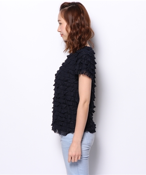 Chico（チコ）の「フリフリ半袖T（Tシャツ/カットソー・レディース・グレー/ライトグリーン/ネイビー/ホワイト・FREE）」の9枚目の写真