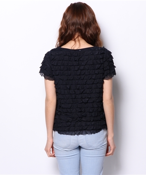 Chico（チコ）の「フリフリ半袖T（Tシャツ/カットソー・レディース・グレー/ライトグリーン/ネイビー/ホワイト・FREE）」の10枚目の写真