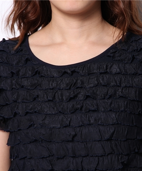 Chico（チコ）の「フリフリ半袖T（Tシャツ/カットソー・レディース・グレー/ライトグリーン/ネイビー/ホワイト・FREE）」の11枚目の写真