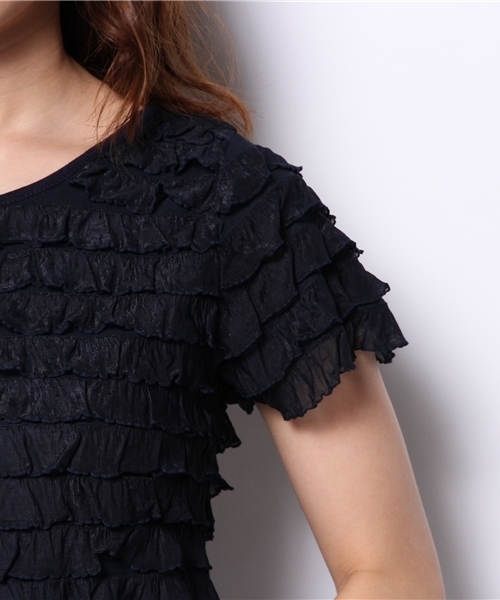 Chico（チコ）の「フリフリ半袖T（Tシャツ/カットソー・レディース・グレー/ライトグリーン/ネイビー/ホワイト・FREE）」の12枚目の写真