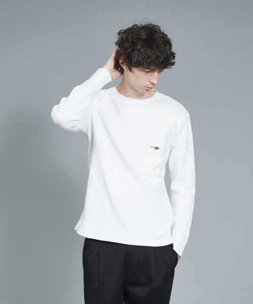 RECENCY OF MINE（リーセンシー オブ マイン）の「【Recency of Mine】スーパーストレッチベアワッフル　ロングTシャツ（Tシャツ/カットソー・メンズ・モカ/ブラック/ホワイト・44/46/48/50）」の2枚目の写真