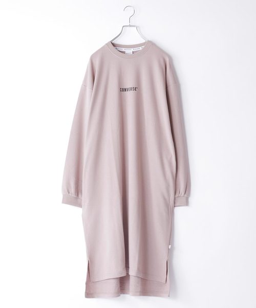 CONVERSE（コンバース）の「CONVERSE/コンバース Chaco closet 別注 限定 フロント刺繍 ボリュームスリーブ ポケット付き サイドスリット スウェットロングワンピース（ワンピース・レディース・ブラック/ベージュ/ネイビー/カーキ/アイボリー/モカ/グリーン系その他・FREE）」の8枚目の写真