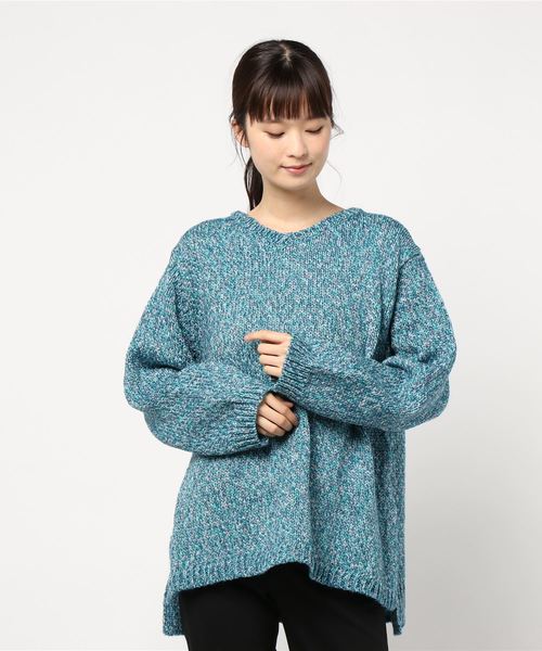 BELLUNA(ベルーナ)の「ラメ入りメランジニットプルオーバー(ニット/セーター・レディース・ブラック/ベージュ/ネイビー/ピンク/ターコイズブルー・MEDIUM/X-LARGE/LARGE/XX-LARGE/XXXX-LARGE/XXX-LARGE)」の6枚目の写真