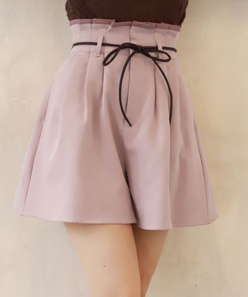 one after another NICE CLAUP（ワンアフターアナザーナイスクラップ）の「2Wayリボンフレアショートパンツ（その他パンツ・レディース・ブラック/ピンク/チェック・FREE）」の2枚目の写真