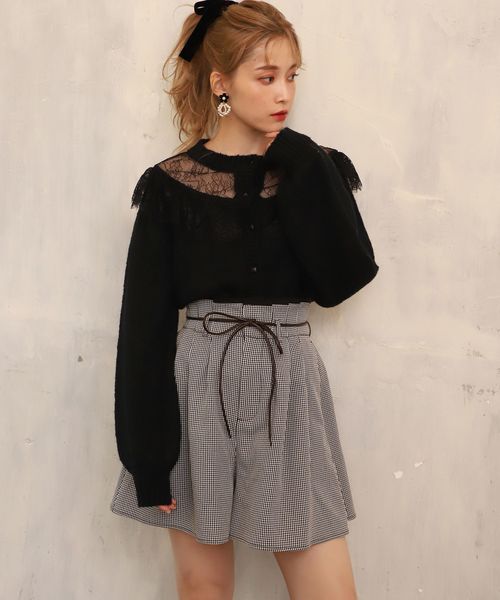 one after another NICE CLAUP（ワンアフターアナザーナイスクラップ）の「2Wayリボンフレアショートパンツ（その他パンツ・レディース・ブラック/ピンク/チェック・FREE）」の16枚目の写真