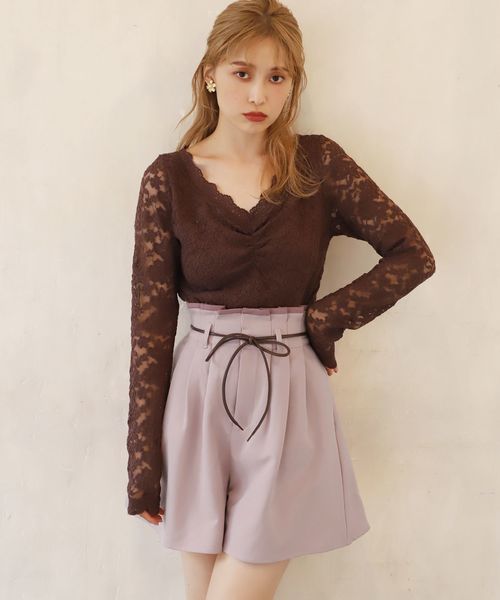 one after another NICE CLAUP（ワンアフターアナザーナイスクラップ）の「2Wayリボンフレアショートパンツ（その他パンツ・レディース・ブラック/ピンク/チェック・FREE）」の22枚目の写真