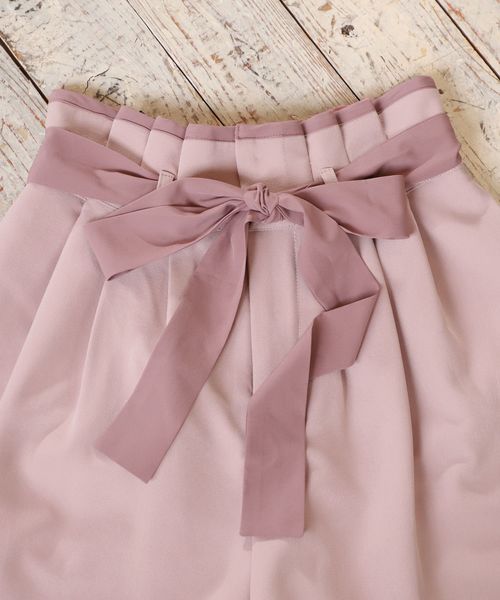 one after another NICE CLAUP（ワンアフターアナザーナイスクラップ）の「2Wayリボンフレアショートパンツ（その他パンツ・レディース・ブラック/ピンク/チェック・FREE）」の4枚目の写真