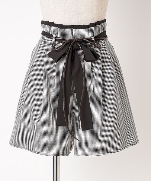 one after another NICE CLAUP（ワンアフターアナザーナイスクラップ）の「2Wayリボンフレアショートパンツ（その他パンツ・レディース・ブラック/ピンク/チェック・FREE）」の9枚目の写真